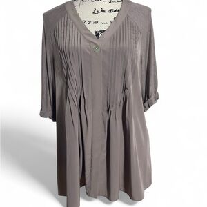 Style & Co. Gray 3/4 Sleeve Pleated‎ Blouse
